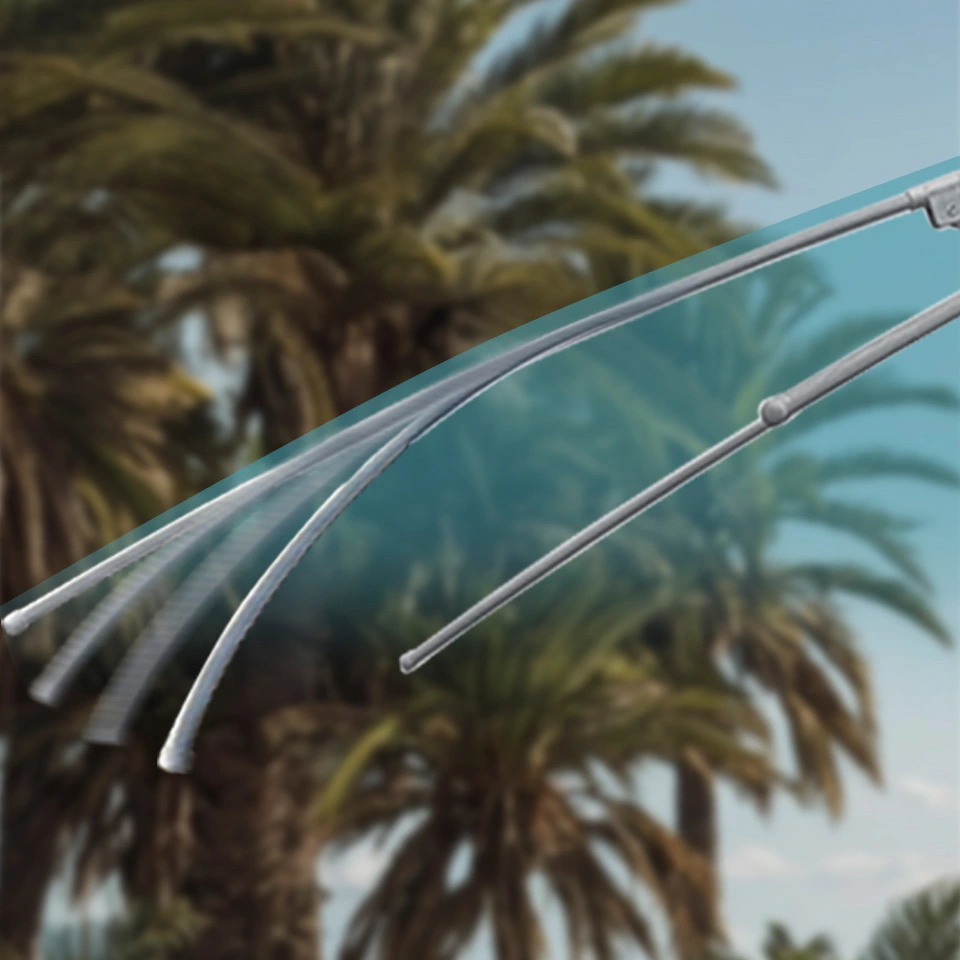 Illustration of flexible fiberglass ribs on the Madera Series commercial-grade patio umbrellas by California Umbrella, offering maximum durability and weather resistance."