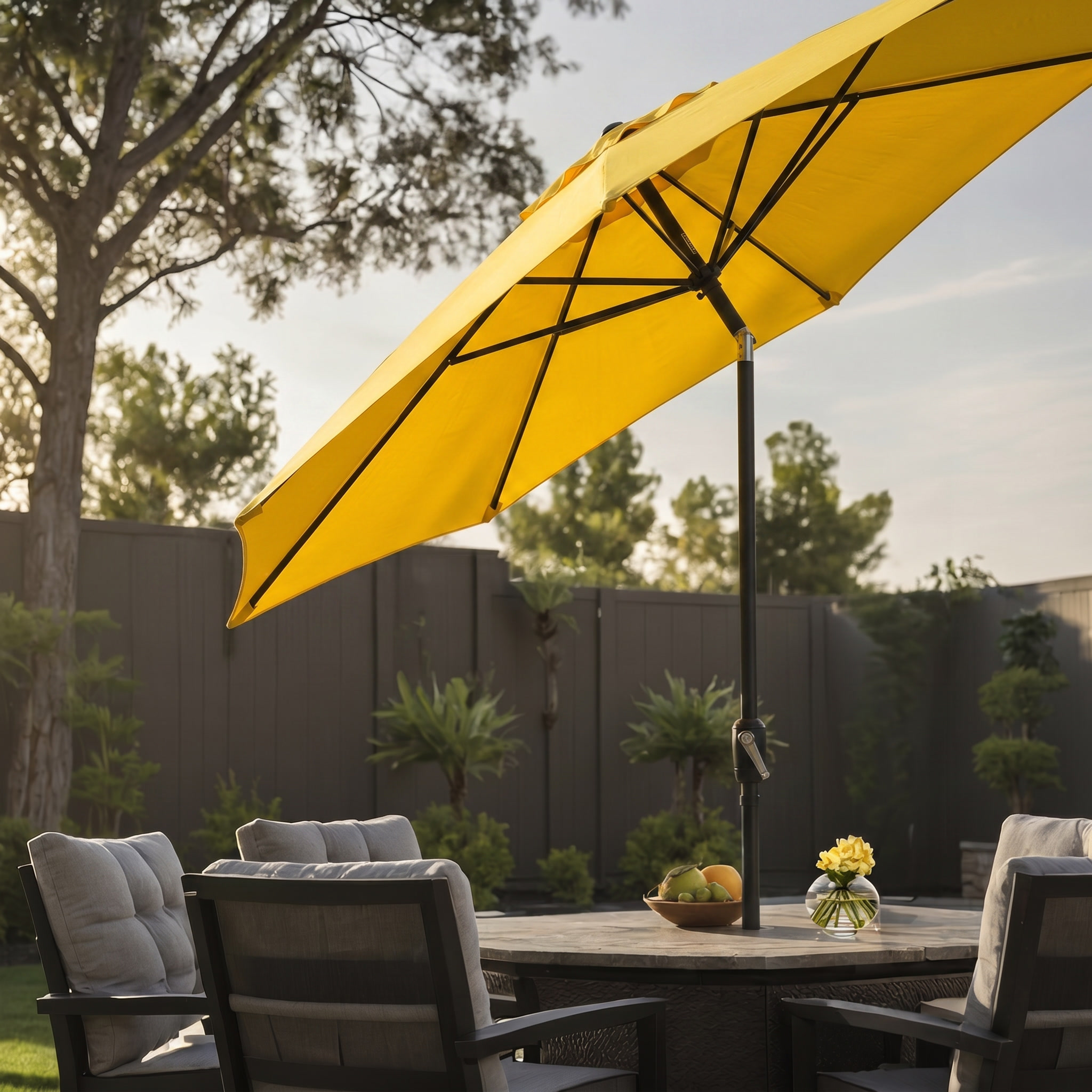Durable powder-coated aluminum center pole of the Parkview Series Patio Umbrella by California Umbrella.